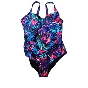 Tempt Me XXL Tropical One-Piece Swimsuit Tummy Control Spring Break Beach B61